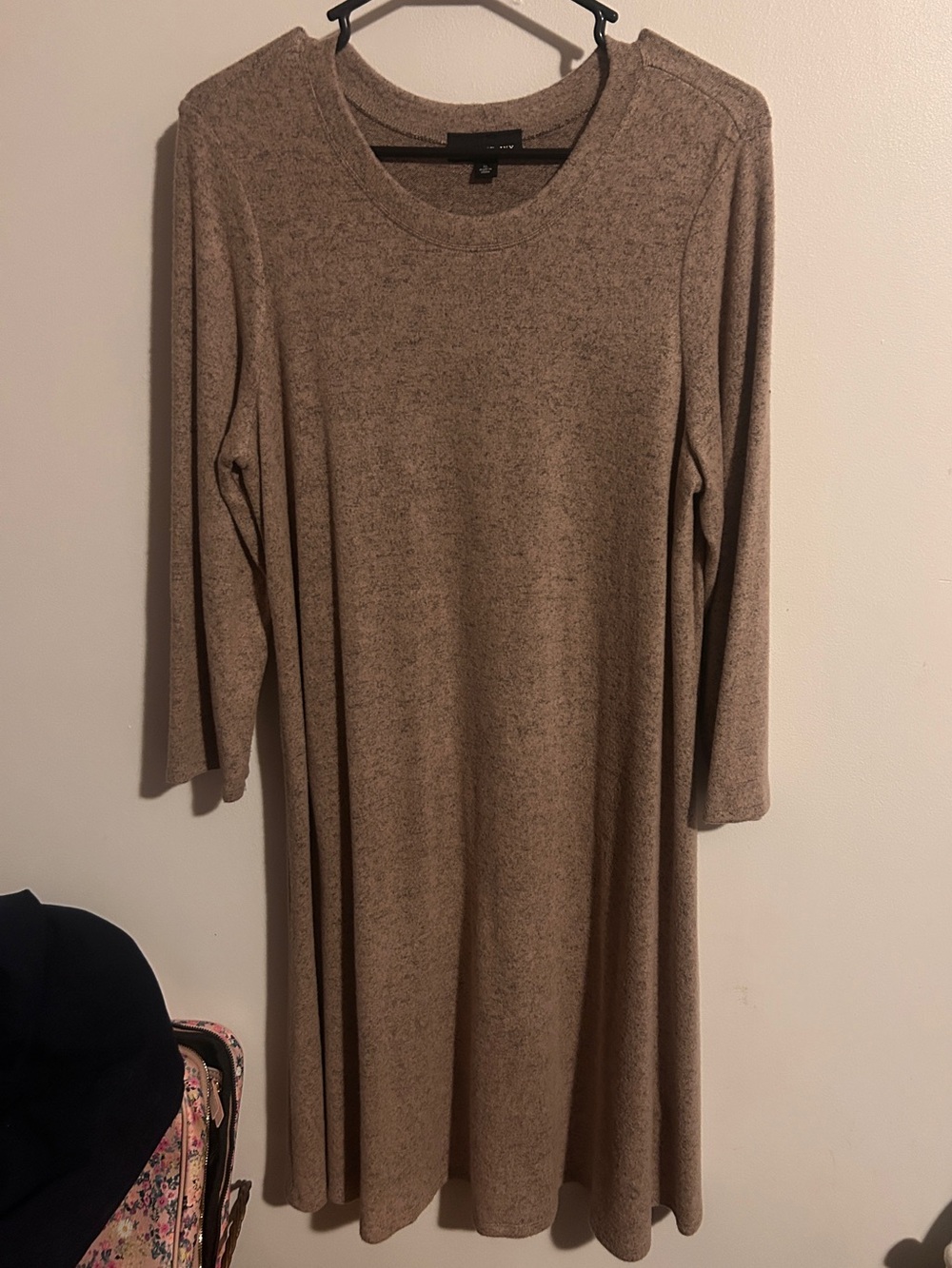 XL Fortune+Ivy soft brown 3/4 sleeve A-line dress.